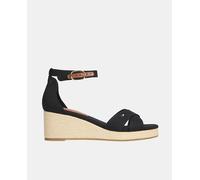 Tommy Hilfiger Alpargatas de cuña Mujer Flag Criss-Cros Mid con correa de tobillo, negro Talla 40
