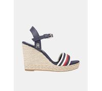 Tommy Hilfiger Alpargatas de mujer en azul marino con cuña y tira frontal con los colores de la marca. Azul marino 39