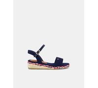 Tommy Hilfiger Alpargatas de niña en algodón con cuña y cierre de hebilla. Azul marino 38