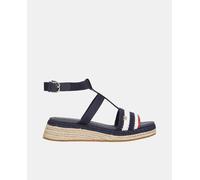 Tommy Hilfiger Alpargatas planas de mujer con tira crochet y pulsera al tobillo con hebilla. Azul marino 38