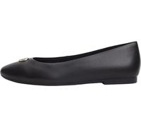 Tommy Hilfiger Bailarinas de Piel para Mujer, Modelo TH Plate FW0FW09374, Color Negro, Talla 6.5
