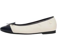 Tommy Hilfiger Bailarinas Mujer Toe Cap de Piel, Marfil (Newsprint), 41