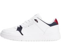 Tommy Hilfiger Basketball Sneaker Hombre de piel, Blanco (White), 40