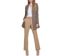 Tommy Hilfiger Blazer Largo a Cuadros Ajustado con un Solo botón para Mujer, Camel (Camel Multi), 4