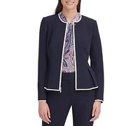 Tommy Hilfiger Blazer para Mujer con Schößchen, ohne Kragen, Reißverschluss vorne