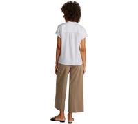 Tommy Hilfiger Blusa Mujer Linen Collarless de Manga Corta, Blanco (TH Optic White), 36