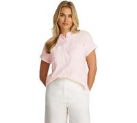 Tommy Hilfiger Blusa Mujer Linen Collarless de Manga Corta, Multicolor (Foggy Pink STP), 42