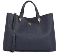 Tommy Hilfiger Bolso Satchel Mujer Emblem con correa desmontable, Azul (Space Blue), Talla Única