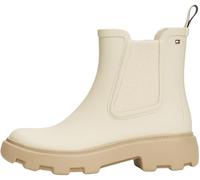 Tommy Hilfiger Botas de lluvia Mujer Rubber Rainboot con tacón de plataforma, Marfil (Newsprint), 38