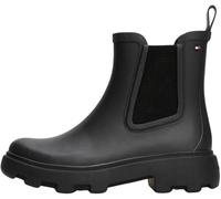 Tommy Hilfiger Botas de lluvia Mujer Rubber Rainboot con tacón de plataforma, Negro (Black), 42