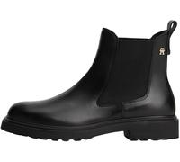 Tommy Hilfiger Botines Chelsea Mujer Cleated de piel, Negro (Black), 38