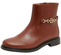 Tommy Hilfiger Botines Mujer Chain Low Bootie de piel, Marrón (Cognac Brown), 41 EU