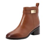 Tommy Hilfiger Botines Mujer Mid Heel de piel, Marrón (Cognac Brown), 41 EU