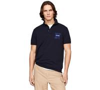 Tommy Hilfiger Boucle H Embro Reg Polo S/S Polos, Azul, XS, Cielo del Desierto, XS