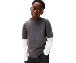 Tommy Hilfiger Boys Washed Faded Graphic T-Shirt SS KB0KB10056 Grey (Washed Black) 24 Month