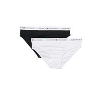 Tommy Hilfiger Braguitas Chicas Pack de 2 con Logotipo en la Cintura, Blanco (White/Black), 6-7 Años