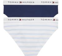 Tommy Hilfiger Braguitas Pack de 2 Chicas Bikini Print con Logotipo en la Cintura, Multicolor (Breton Blue/Preppy Navy), 14-16 Años