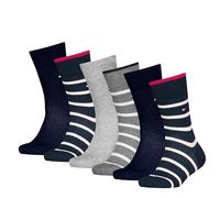 Tommy Hilfiger Breton Stripe Calcetines clásicos, Azul/Gris, 35-38 (Pack de 6) Unisex niños