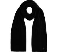 Tommy Hilfiger Bufanda Mujer Flag Fluffy de canalé, Negro (Black), Talla Única