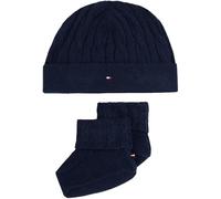 Tommy Hilfiger Cable Knit Beanie + Booties Kn0kn02157 Otros conjuntos de ropa Unisex - Adulto (Pack de 2), Azul (Dark Night Navy), Talla única