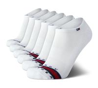 Tommy Hilfiger Calcetines deportivos para hombre - Calcetines tobilleros acolchados invisibles (paquete de 6), Blanco/Negro (White/Black Stripe), 7-12