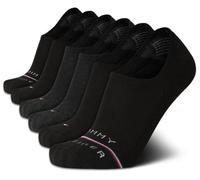 Tommy Hilfiger Calcetines invisibles para hombre, 6 unidades, mezcla de algodón, elásticos, suaves, acolchados, informales, atléticos, deportivos, de corte bajo, Negro/Gris, 7-12