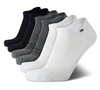 Tommy Hilfiger Calcetines invisibles para hombre, paquete de 6 unidades, calcetines de tobillo con lengüeta de corte bajo para hombre (talla de zapato 7-12), Blanco Gris Surtido, 7-12