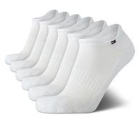 Tommy Hilfiger Calcetines invisibles para hombre, paquete de 6 unidades, calcetines de tobillo con lengüeta de corte bajo para hombre (talla de zapato 7-12), Blanco, 7-12