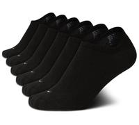 Tommy Hilfiger Calcetines invisibles para mujer, paquete de 6 calcetines tobilleros de mezcla de algodón para mujer, forro de corte ultra bajo para mocasines y tenis, Negro (black Logo), 4-10