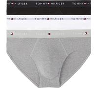 Tommy Hilfiger Calzoncillos Hip Briefs Pack de 3 Hombre con Logotipo en la Cintura, Multicolor (Mid HTHR/Blck/TH Wht), XXL
