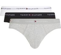 Tommy Hilfiger Calzoncillos Hip Briefs Pack de 3 Hombre con Logotipo en la Cintura, Multicolor (Mid HTHR/Blck/TH Wht), M