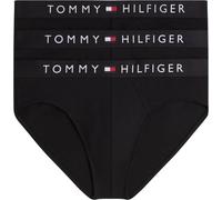 Tommy Hilfiger Calzoncillos Pack de 3 Hombre Hip Briefs con Logotipo en la Cintura, Negro (Black/Black/Black), S