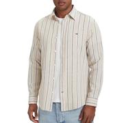 Tommy Hilfiger Camisa Beige/Blanco Hombre TJM Reg Linen, beige, XXL