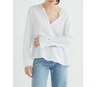 Tommy Hilfiger Camisa de mujer cuello pico y manga larga. Blanco 38