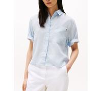 Tommy Hilfiger Camisa de mujer de manga corta de lino. Azul claro 34