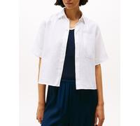 Tommy Hilfiger Camisa de mujer de manga corta de lino. Blanco 34