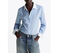 Tommy Hilfiger Camisa de mujer estampada con cierre de botones. Azul 38