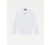 Tommy Hilfiger Camisa Chicos Oxford Tejido elástico, Blanco (White), 8 Años