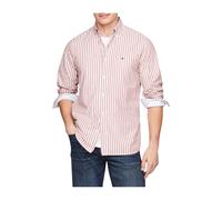 Tommy Hilfiger - Camisa de Popelina a Rayas de Corte Regular - Shirts - Hombre - Rojo - 2XL -