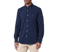 Tommy Hilfiger Camisa de Punto piqué para Hombre, Peso Pluma, MW0MW41690, Talla L, Color Azul, Azul (Dark Night Navy), L
