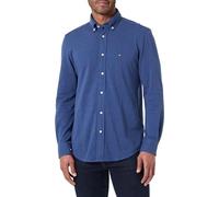 Tommy Hilfiger Camisa de Punto piqué para Hombre, Peso Pluma, MW0MW41690, Talla L/S, Color Azul, XXL, Azul (índigo Jaspeado), XXL