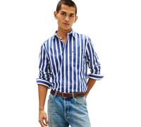 Tommy Hilfiger Camisa Flex Poplin Bold Stripe MW0MW41715 L/S para Hombre, Azul, XL, Azul (Bold Blue/Stripe), XL