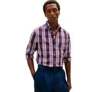 Tommy Hilfiger Camisa Flex Poplin Medium Check MW0MW41712 L/S para Hombre, Color Azul, Talla L, Azul (Azul Marino/Cuadros), L