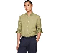 Tommy Hilfiger Camisa Hombre Camisa de lino, Verde (Faded Olive), XS