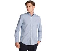 Tommy Hilfiger Camisa Hombre Flex Poplin Classic Regular Fit, Multicolor (Wedge Blue/Optic White), L