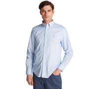 Tommy Hilfiger Camisa Hombre Flex Poplin Fake Solid Regular Fit, Azul (Optic White Prt), XXL