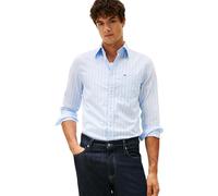 Tommy Hilfiger Camisa Hombre Flex Poplin Ground Stripe Regular Fit, Azul (Sweet Blue/Stripe), M
