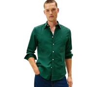 Tommy Hilfiger Camisa Hombre Flex Poplin Micro Gingham Regular Fit, Verde (Ornamental Green/Check), L