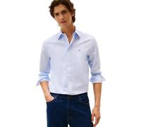 Tommy Hilfiger Camisa Hombre Flex Poplin Micro Regular Fit, Azul (Blue Spell/Allover), XL