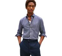 Tommy Hilfiger Camisa Hombre Flex Poplin Micro Regular Fit, Azul (Preppy Navy/Allover), M